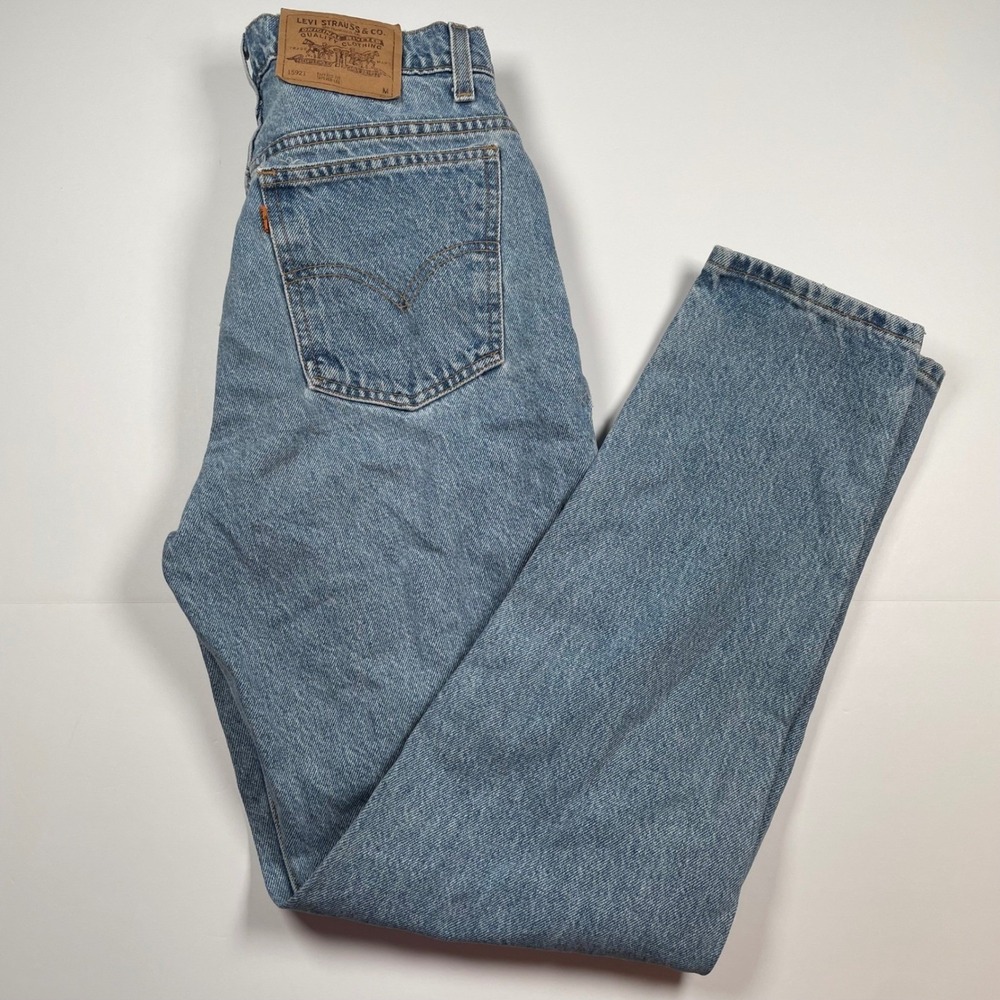 VTG 90s Levi's 921 Tapered Leg Jeans Women Sz 10 Orange Tab Denim Mom High Waist